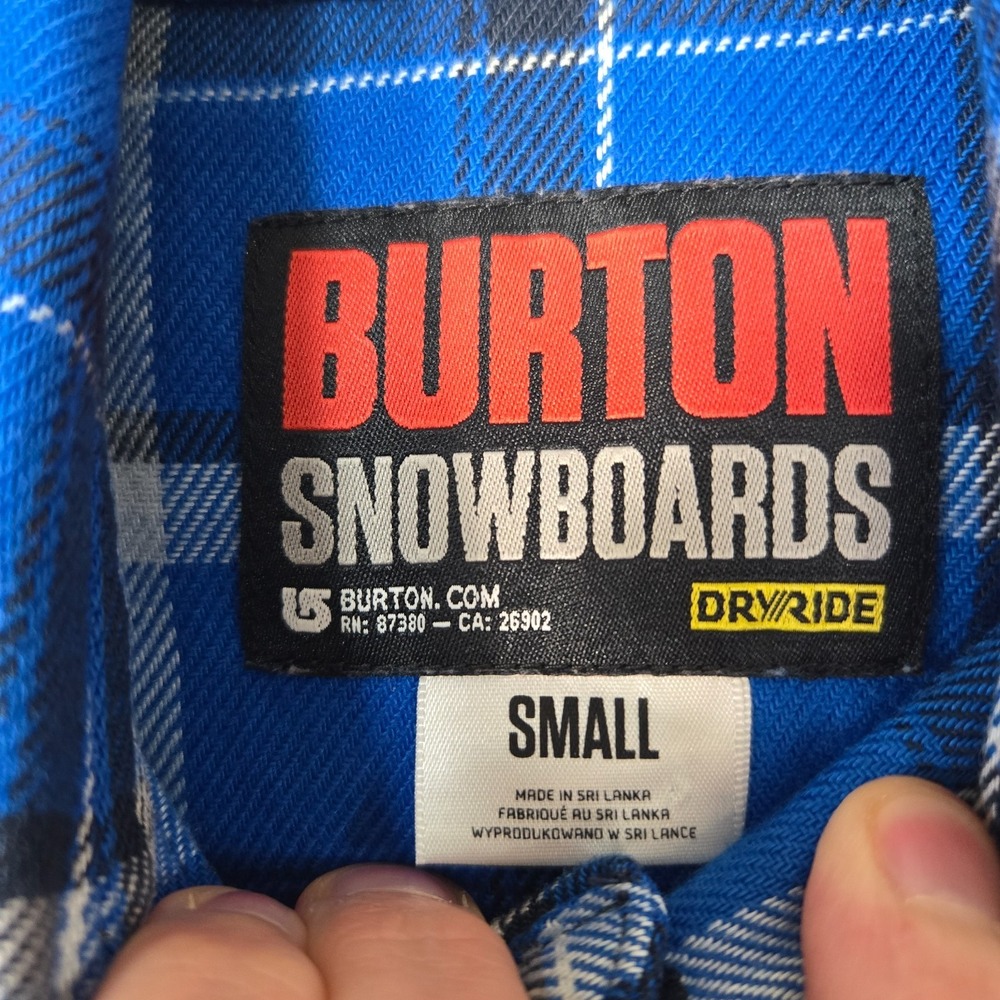 Burton Flannel Shirt Mens Small Havoc Blue Plaid Snowboarding Outdoors EUC - Picture 3 of 7